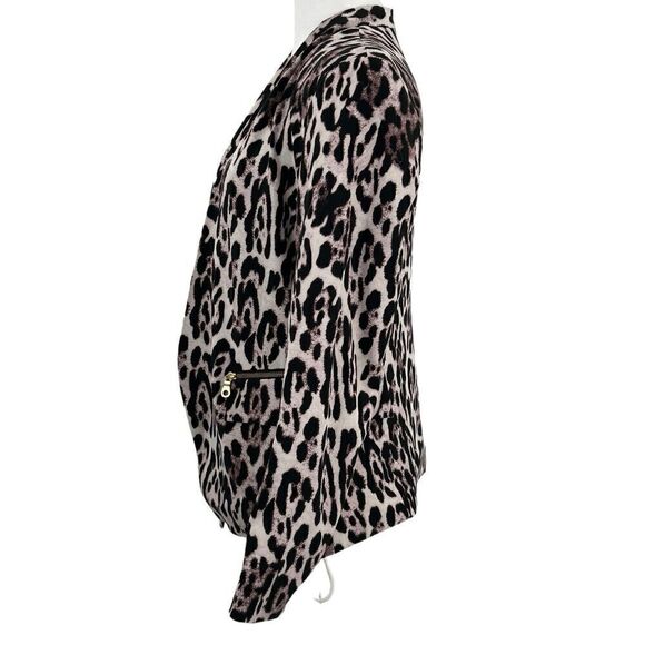 Robert Rodriguez Chocolate Purple Leopard Open Front Zip Pockets Size 10 Blazer - Picture 4 of 15